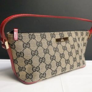 🌟Authentic🌟 Gucci boat Pochette Bag - Beige(Red leather)